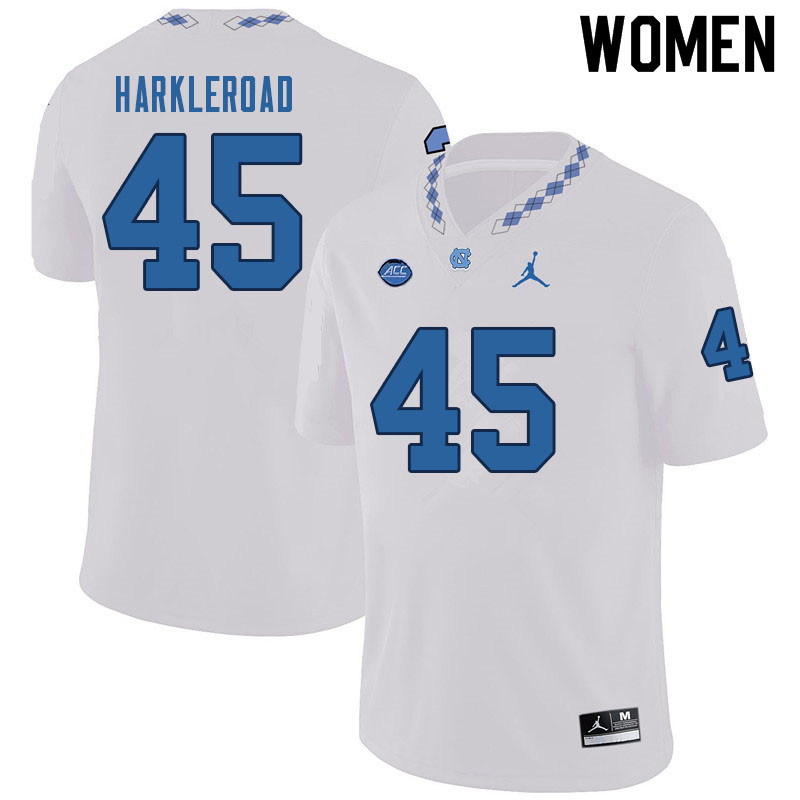 Women #45 Jake Harkleroad North Carolina Tar Heels College Football Jerseys Sale-White